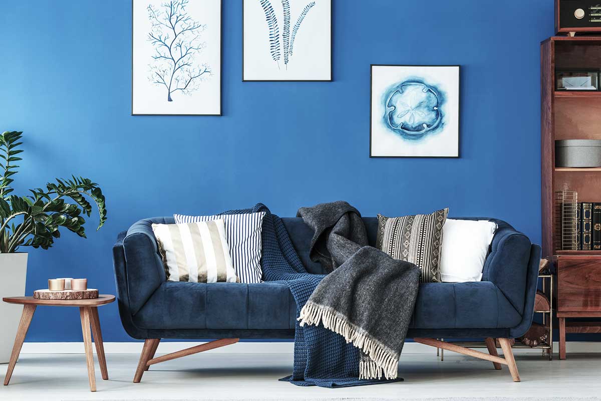 blaue-Wand-und-Sofa